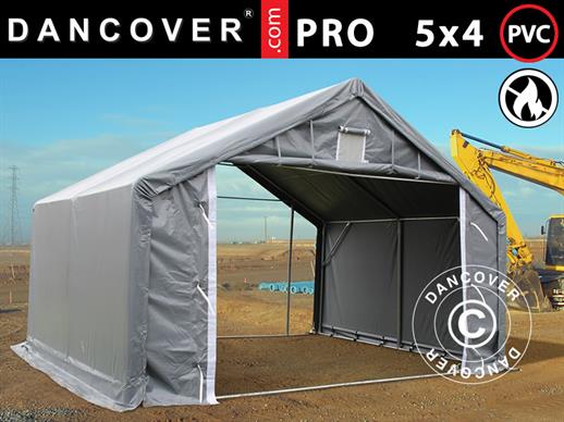 Storage shelter PRO 5x4x2x3.39 m, PVC, Grey