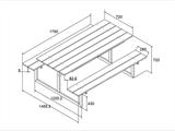 Picnic table, nonwood, 1.75x1.5 m, Black/Anthracite