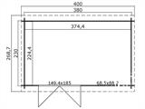 Szopa drewniana Asker 3,8x2,3x2,11m, 28mm, Naturalne drewno