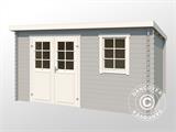 Wooden Shed Asker 3.8x2.3x2.11 m, 28 mm, Light Grey