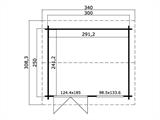 Wooden Cabin Stavanger 3x2.5x2.45 m, 44 mm, Natural