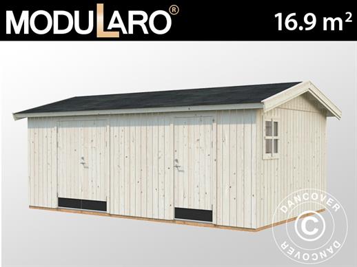 Wooden shed w/floor, 5.61x3.3x2.61 m, 16.9 m², Natural